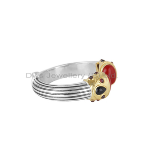 Brazalete de piedras preciosas de coral Brazalete de moda para mujer Brazalete Proveedor de joyas Plata de ley chapada en oro Granate natural y Rojo 18K - Product Image 2