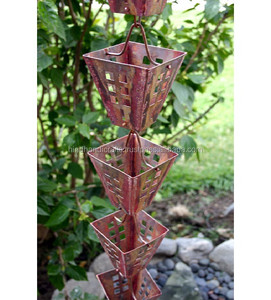 Chaîne de pluie en cuivre pour jardin Finition en cuivre naturel Chaîne de pluie en cuivre - Product Image 3