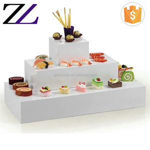 Soporte de mesa para banquete, elevador de buffet, postres, magdalenas, espejo blanco, acrílico transparente, 3 escalones, elevador de buffet - Product Image 2