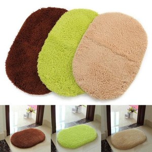 Alfombrillas de baño de algodón 100% con forro de ganchillo, alfombras ovaladas de patrón sólido para Baño - Product Image 2