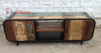 Soporte de TV de madera recuperada metal moderno al por mayor precio al por mayor gabinete consola central de entretenimiento para sala de estar o dormitorio