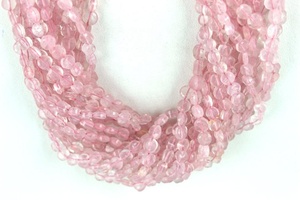 13 \ "Long brin naturel Rose Quartz perles de pierres précieuses lisse forme de pièce de monnaie Briolette semi-précieuse rose bijoux à bricoler soi-même faisant la pierre - Product Image 2