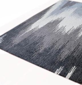 Ensemble de tapis et tapis modernes abstraits en laine 100% touffetés à la main en gris anthracite et argent - Product Image 1