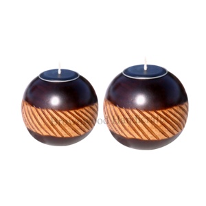 Juego de 2 portavelas de luz de té hecho a mano, luz de té de cera de madera, Soporte redondo de madera para decoración de velas a precio barato, oferta - Product Image 1