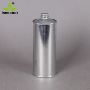 Lata Redonda con Tapa de Cono y Tapón Interior con Rosca, Envase Metálico de 1 Litro - Product Image 3