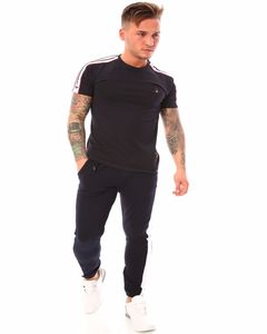 Camiseta de lujo Elite para hombre, de tela 100% algodón, con mangas de cuero, cuello redondo, venta al por mayor - Product Image 5