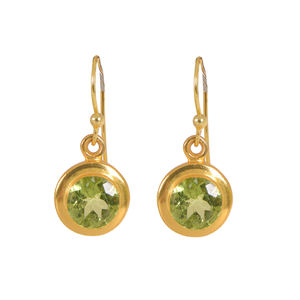 Simple hermoso hecho a mano chapado en oro 925 joyería de plata esterlina peridoto piedra preciosa cuelga pendientes mínimos - Product Image 1