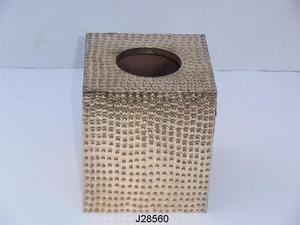 กล่องกระดาษทิชชูไม้ที่มีรูปแบบในโลหะบน MDF ชุดโต๊ะเครื่องแป้งไม้กล่องกระดาษทิชชูที่มีการทำงานทองเหลือง - Product Image 6