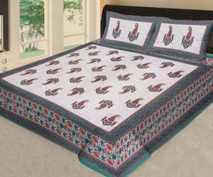 Bedding Jaipuri Print 100 *108 Cotton <b>King</b> Size Bedsheet Pillow Cover <b>Bedspread</b> Home Decor Sanganeri By Indian Consigners - Product Image 4