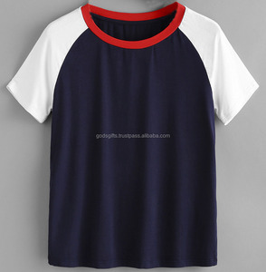 Camiseta raglán de poliéster reciclado de algodón de bambú orgánico OEM con diseño impreso Tallas grandes Venta de moda al por mayor - Product Image 3