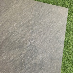 Azulejos de Porcelana Rústica Esmaltada Negra CMC, Antideslizantes, Acabado Mate, Diseño Industrial para Sala de Estar, Tipo Ladrillo Refractario, 600x600mm - Product Image 4