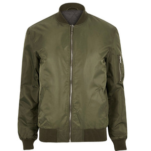 Chaqueta Bomber de Satén de Nailon para Hombre, Personalizada, de Alta Calidad, Verde, Cortavientos, Impermeable, con Cuello Alto y Bordado - Product Image 1