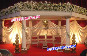 Juego de Mandap romano totalmente de fibra para bodas Decoración de Mandap de cuatro pilares - Product Image 4