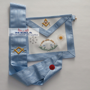 Tablier maçonnique du Rite Français MB, imitation cuir/peau d'agneau, col à ruban, régalia maçonnique, broderie, patch, travaux d'aiguille - Product Image 5