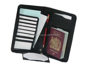 Portefeuille de voyage unisexe avec plusieurs compartiments RFID et fermeture à glissière en cuir véritable - Product Image 1