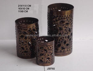Votive en aluminium finition laiton antique pour la décoration de la maison motifs coupés à la main de forme cylindrique pour la décoration de Noël - Product Image 2