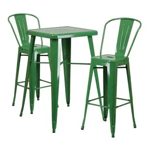 Vintage Tuin Hoge Tafel En Stoel Set Groene Tafel En Stoel Set Zilver Antieke Kinderen Tafel En Stoelen