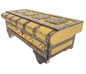 Bahubali Schat Borst, Kunstmatige Lederen Afwerking, houten Handgemaakte (13 "X 5.5" X 4 "Inch) Golden
