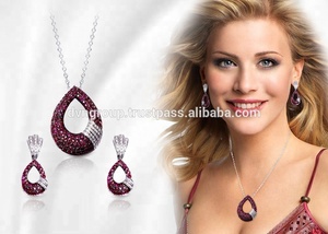 Conjunto de colgante Vintage clásico de Plata de Ley 925 con diseño único de rubí joyería de moda para aniversario - Product Image 2