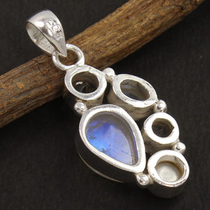 Collier pendentif en pierre précieuse brute de quartz en cristal clair naturel avec perles en argent sterling bijoux pour femmes cadeau pendentif solitaire - Product Image 2