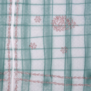 Drap de lit Double noir blanc et vert, drap de lit indien brodé à la main - Product Image 3