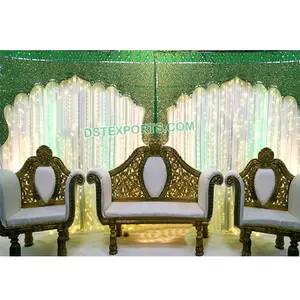 Designer Muslim Wedding Stage Backdrop Colorful Embroidered Backdrop Curtains Bollywood Wedding Embroidered Back Drapery