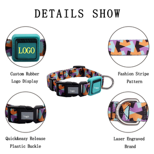 QQpets 2025 Collar de perro de sublimación personalizado Correas de poliéster de nailon ajustables con decoración de cinta Logotipo de impresión personalizado - Product Image 4