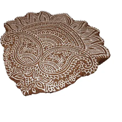 Timbro di stampa in legno indiano di Design Paisley