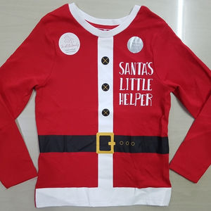 Bangladesh Super Fancy <b>Red</b> <b>Girls</b> Long Sleeve <b>T</b>-<b>Shirt</b> Full Body Printed Cotton Material for Spring Christmas Clothing In-Stock! - Product Image 1