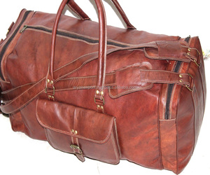 Real Goat Leather Vintage Style <b>Extra</b> <b>Large</b> Multi Travel <b>Luggage</b> Bag 26" Inch - Product Image 5