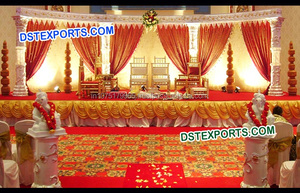 ล่าสุดอินเดียแต่งงานเวทีตกแต่งงานแต่งงานเวทีฉากหลังตกแต่งที่แตกต่างกันสไตล์แต่งงานไฟเบอร์คริสตัลเวทีชุด - Product Image 5