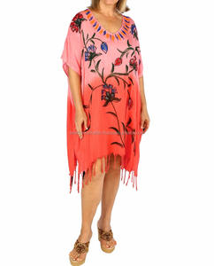 Poncho de caftán pintado a la moda para mujer, Poncho de playa para cubrir caftán - Product Image 1