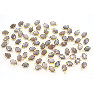 Colgante de Plata de Ley 925 con Baño de Oro y Piedra Lunar Marrón en Forma de Marquesa, Joyería Hecha a Mano - Product Image 3