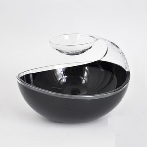 Bol à soupe couvert chinois en plastique émail couleur écologique transparent noir fantaisie - Product Image 1