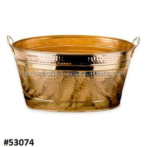 Conception martelée en métal Baignoire de refroidissement de boissons Baignoire à vin en métal Boisson Seau à glace ovale en métal de haute qualité - Product Image 4