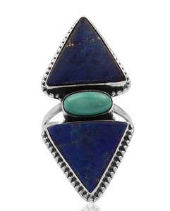 คุณภาพสูง925เงินสเตอร์ลิงแหวนพลอย lapis หลายชิ้นเครื่องประดับเงินทำด้วยมือแหวน Vermeil นิรันดร์ - Product Image 2