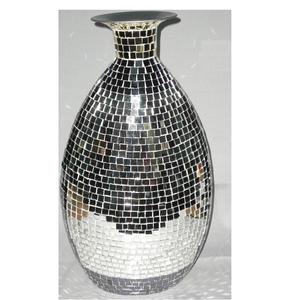 Florero de hierro con mosaico de vidrio en dos tonos, decoración de boda, hogar - Product Image 4