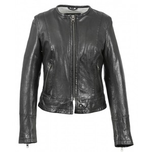 Blouson de motard pour femmes, en cuir, Slim, court - Product Image 1