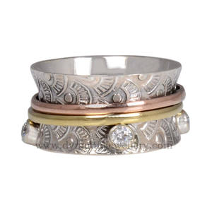 925 argent Sterling dames en vrac anneaux lunette réglage blanc CZ Style ethnique mariage et fête Occasions bijoux fins - Product Image 1