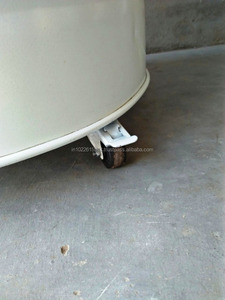 Silla de barril de Metal Industrial con asiento acolchado de cuero, silla de barril de Metal de restaurante Vintage - Product Image 4