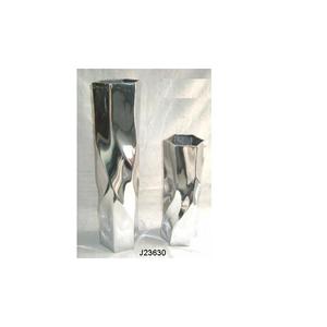 Vase à fleurs en aluminium coulé fait à la main côtés inégaux finition mat avec miroir poli pour la décoration intérieure mariages Pot en métal décoration de la maison - Product Image 4