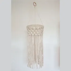 Pemasok Lampu Gantung Alami Boho Pola Macrame Tali Katun Gantung