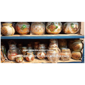 Beautiful <b>Gold</b> Painted Marble flower <b>Pot</b> - Product Image 1