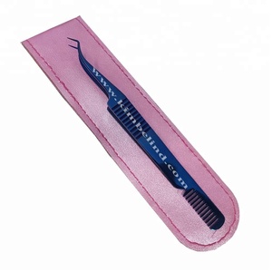 Pinzas de extensión de pestañas personalizadas profesionales, herramientas de belleza de acero inoxidable con pinzas de pestañas de Punta puntiaguda doblada azul Plasma - Product Image 1
