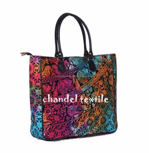 กระเป๋าถือผ้าฝ้ายแบบลำลองของผู้หญิงทำด้วยมืออินเดียกระเป๋าฮิปปี้หลากสีมีดีไซน์มันดาลารูปสัตว์ประดับโซ่ - Product Image 4