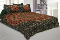 Parure de Draps Mandala en Coton Style Bohème, Taille Queen Indienne, Ensemble 3 Pièces pour Chambre à Coucher ou Salon