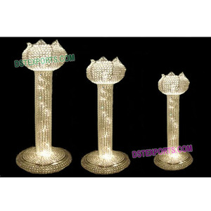 ดอกบัวแต่งงานโลหะคริสตัลเสาออกแบบล่าสุดแต่งงานทองคริสตัลเสาไฟเบอร์คริสตัลตารางชิ้นกลาง - Product Image 1