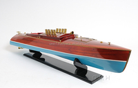Bateau rapide télécommandé OMH Wooden Crafts Dixie II RC peint, grand modèle L80 cm, Wi-Fi, alimenté par batterie, prêt à l'emploi, décoration nautique, décoration intérieure