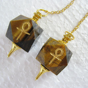 ขายส่งลูกตุ้ม; ลูกตุ้มลายอังค์ตาเสือพร้อมสายโซ่ทอง - Product Image 1