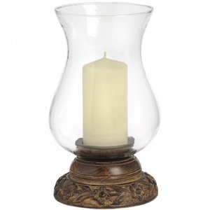 Portavelas de Huracán de Diseño Moderno con Base de Madera y Tapa de Cristal para Decoración del Hogar - Product Image 1